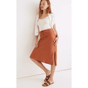 Madewell Women's $88 Linen Blend Drawstring Midi Slip Skirt Size 00 NA225